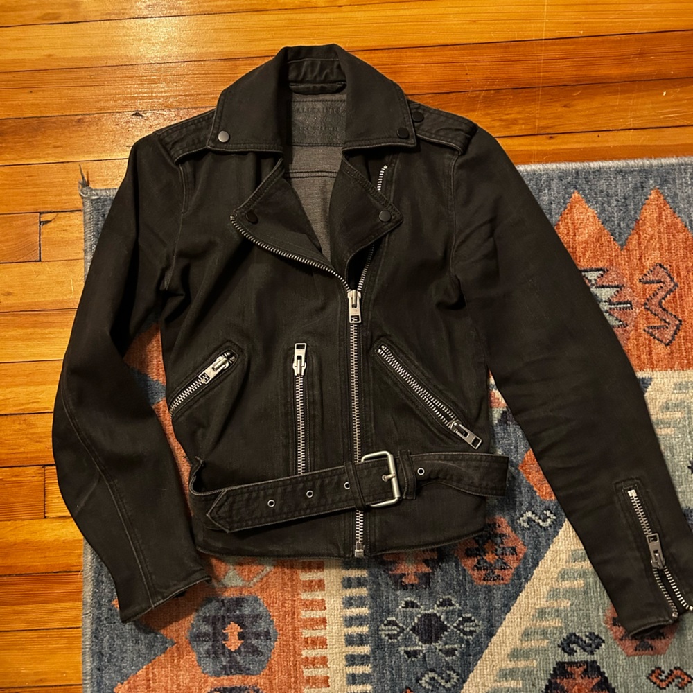 All Saints Denim Biker Jacket